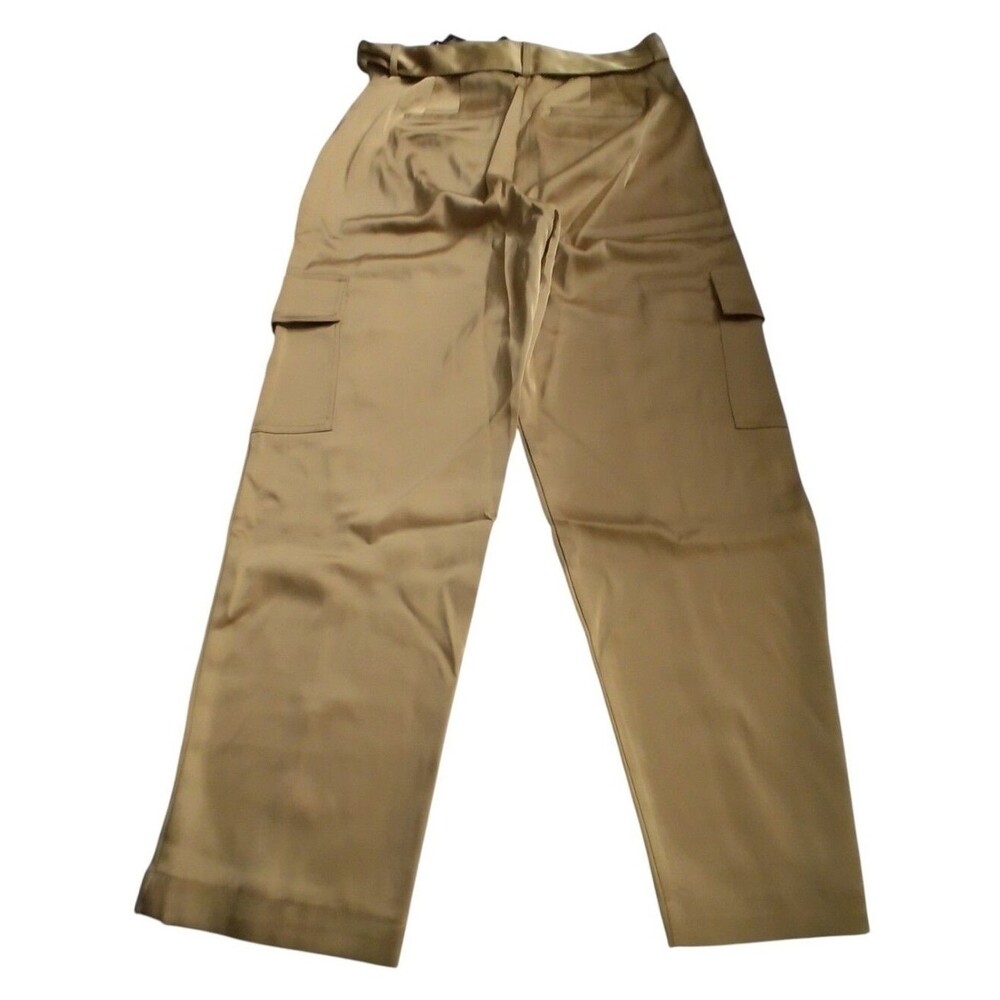 Sofia by sofia vergara Women's Silk Cargo Wide-Leg Pants in Tan New Size 12 - Picture 3 of 8